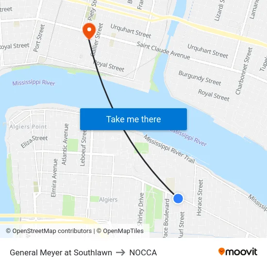 General Meyer at Southlawn to NOCCA map