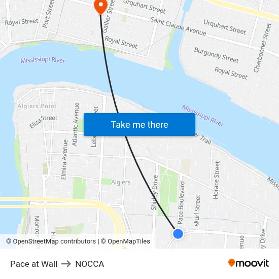 Pace at Wall to NOCCA map