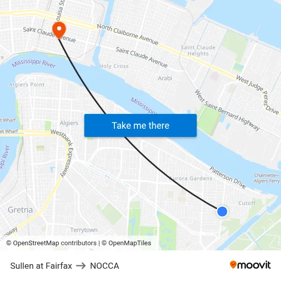 Sullen at Fairfax to NOCCA map