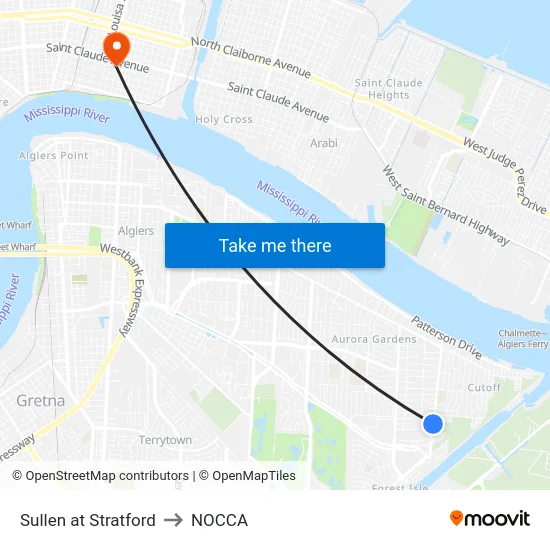 Sullen at Stratford to NOCCA map