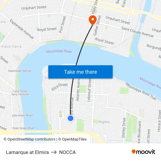 Lamarque at Elmira to NOCCA map