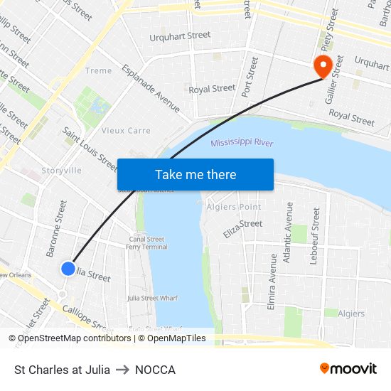 St Charles at Julia to NOCCA map