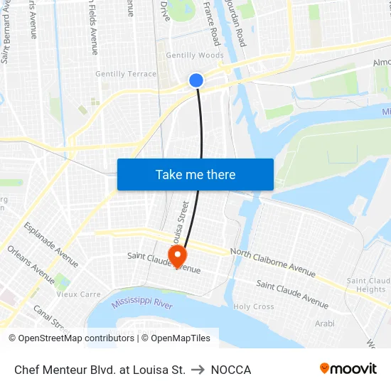 Chef Menteur Hwy. at Louisa St. to NOCCA map