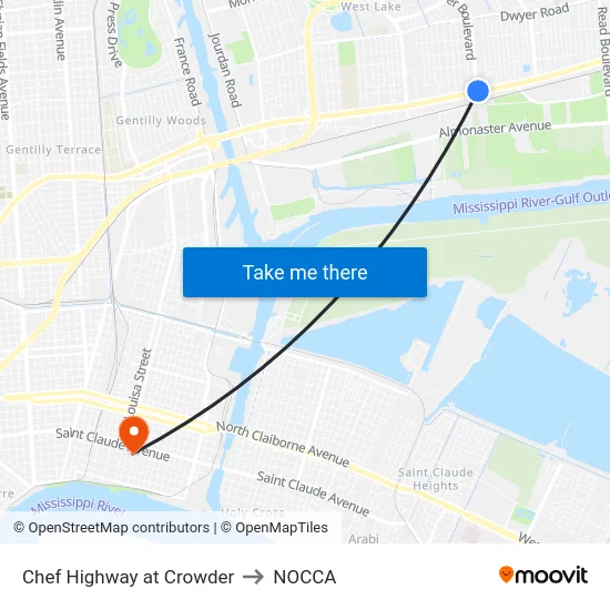 Chef Menteur Hwy. at Crowder Blvd. to NOCCA map