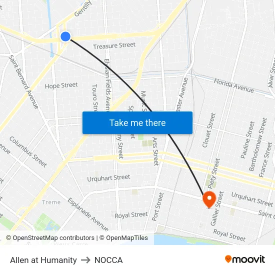 Allen at Humanity to NOCCA map