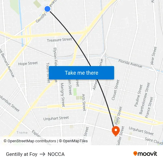 Gentilly at Foy to NOCCA map