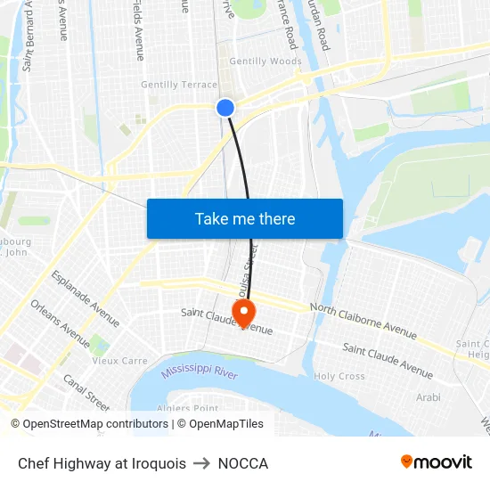 Chef Highway at Iroquois to NOCCA map