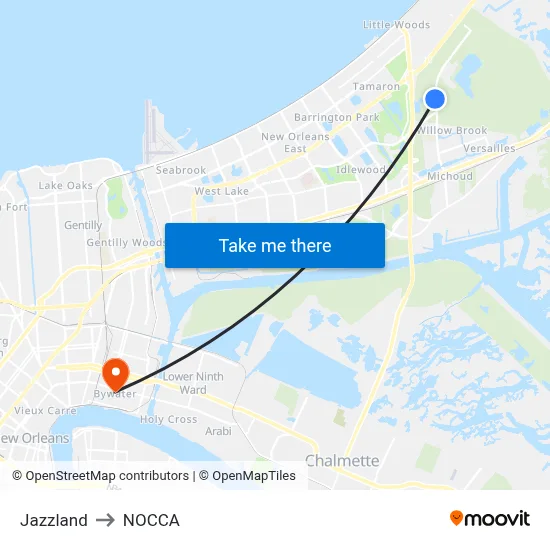 Jazzland to NOCCA map