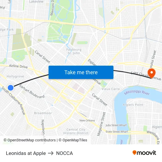 Leonidas at Apple to NOCCA map
