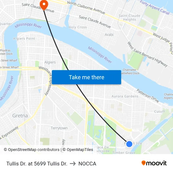 Tullis Dr. at 5699 Tullis Dr. to NOCCA map