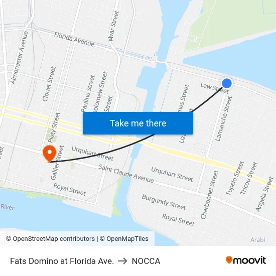 Fats Domino at Florida Ave. to NOCCA map