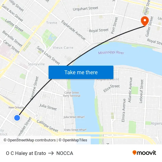 O C Haley at Erato to NOCCA map