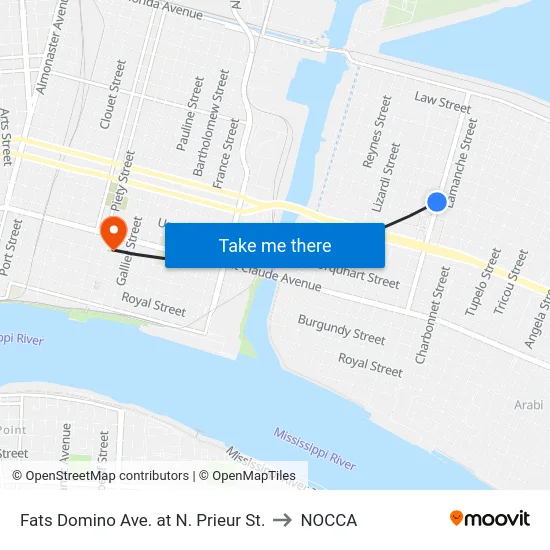 Fats Domino Ave. at N. Prieur St. to NOCCA map