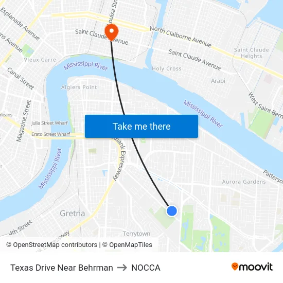 Texas Drive Near Behrman to NOCCA map