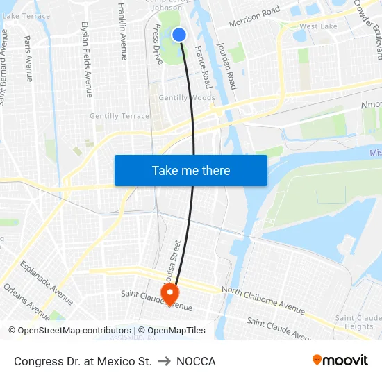 Congress Dr. at Mexico St. to NOCCA map