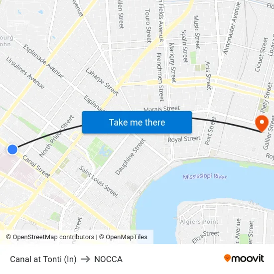 Canal at Tonti (In) to NOCCA map