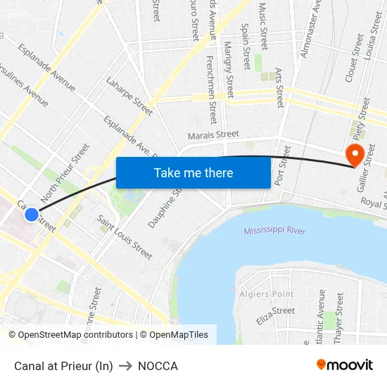Canal at Prieur (In) to NOCCA map