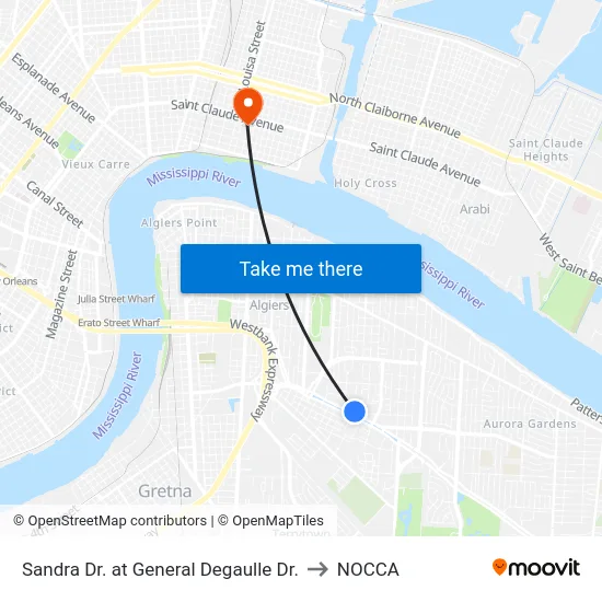 Sandra Dr. at General Degaulle Dr. to NOCCA map
