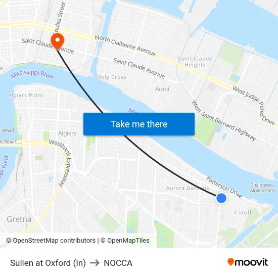 Sullen at Oxford (In) to NOCCA map