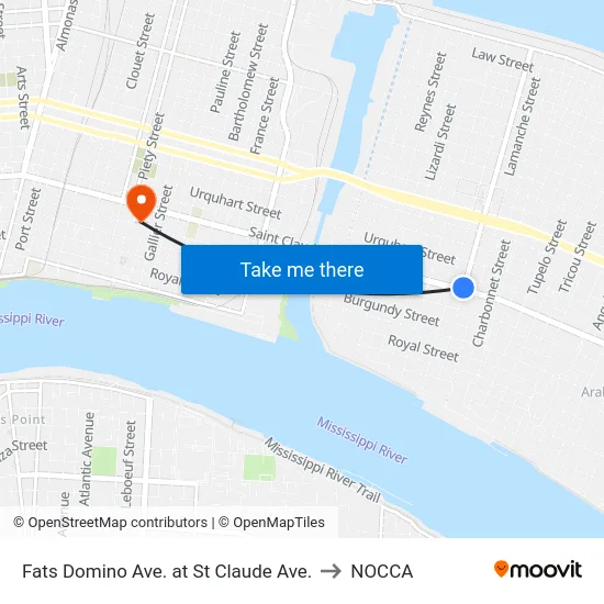 Fats Domino Ave. at St Claude Ave. to NOCCA map