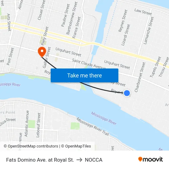 Fats Domino Ave. at Royal St. to NOCCA map