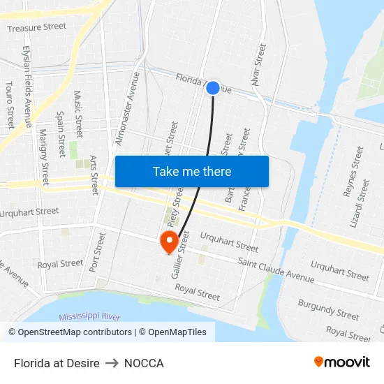 Florida at Desire to NOCCA map