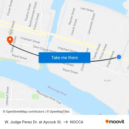 W. Judge Perez Dr. at Aycock St. to NOCCA map