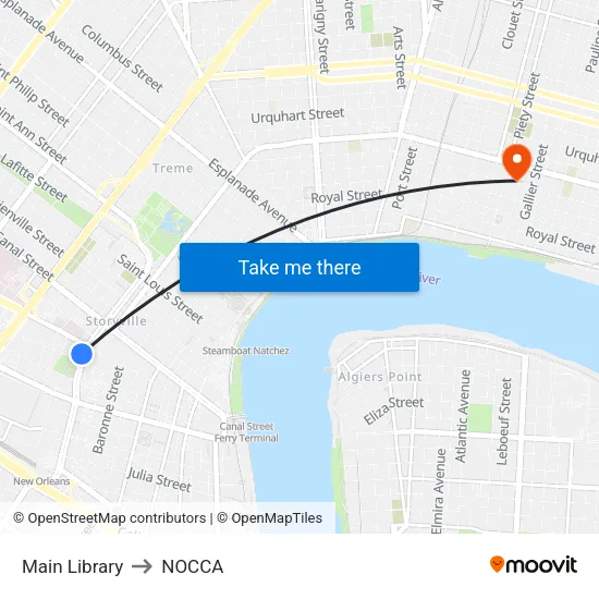 Main Library to NOCCA map