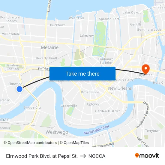 Elmwood Park Blvd. at Pepsi St. to NOCCA map