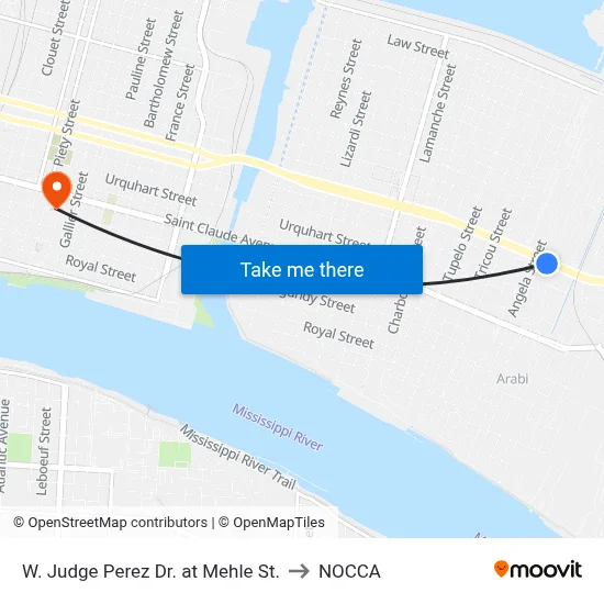 W. Judge Perez Dr. at Mehle St. to NOCCA map