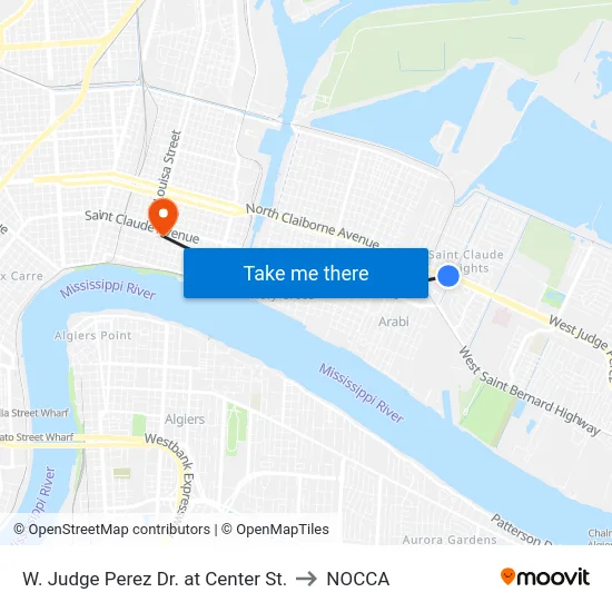 W. Judge Perez Dr. at Center St. to NOCCA map