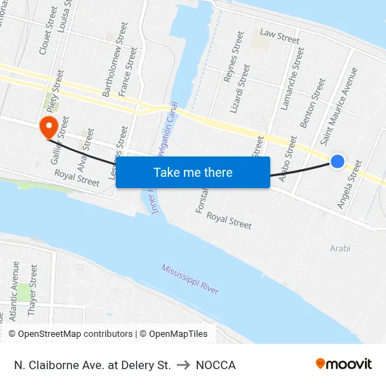 N. Claiborne Ave. at Delery St. to NOCCA map