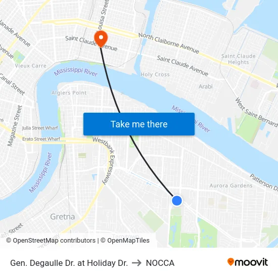 Gen. Degaulle Dr. at Holiday Dr. to NOCCA map