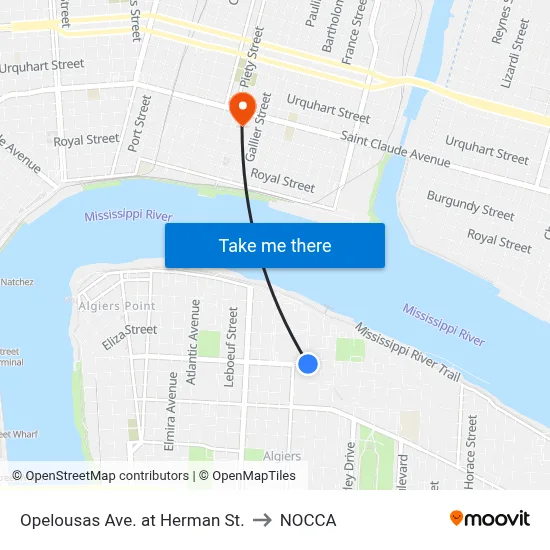 Opelousas Ave. at Herman St. to NOCCA map