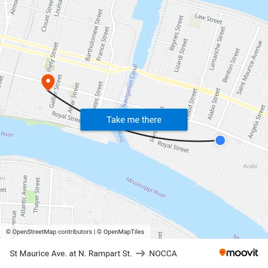 St Maurice Ave. at N. Rampart St. to NOCCA map