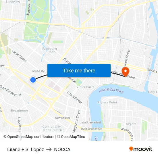 Tulane + S. Lopez to NOCCA map