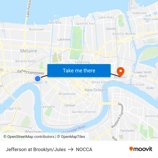 Jefferson at Brooklyn/Jules to NOCCA map