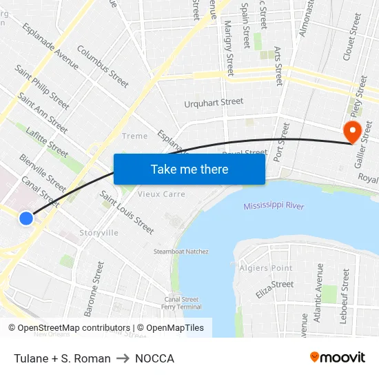 Tulane + S. Roman to NOCCA map
