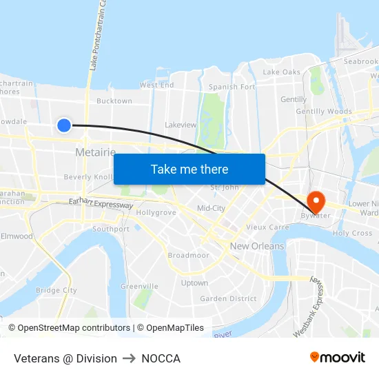 Veterans @ Division to NOCCA map