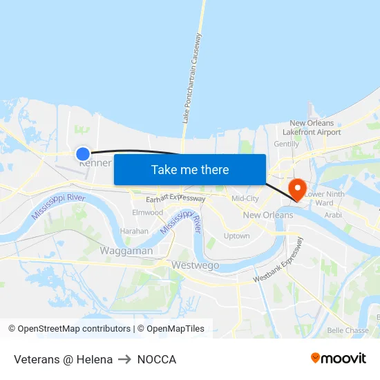 Veterans @ Helena to NOCCA map