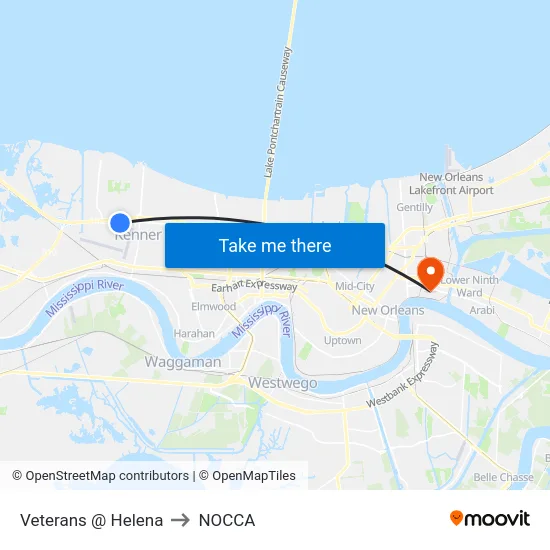 Veterans @ Helena to NOCCA map