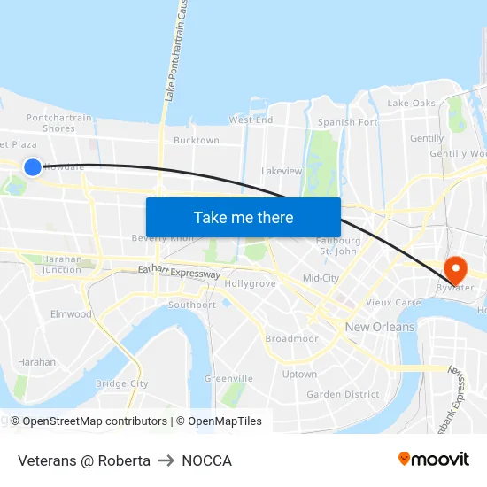 Veterans @ Roberta to NOCCA map