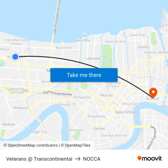 Veterans @ Transcontinental to NOCCA map