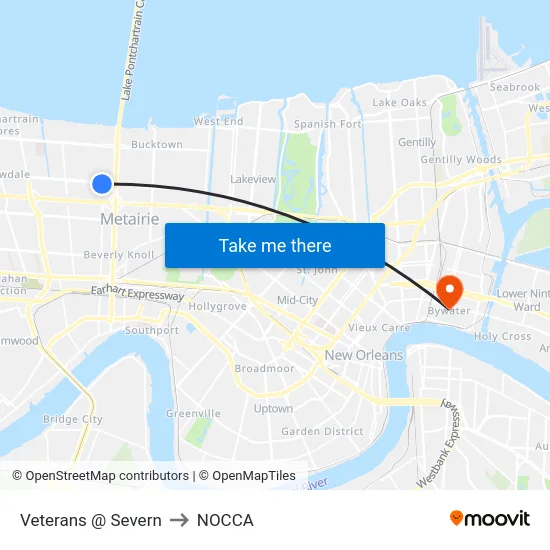 Veterans @ Severn to NOCCA map