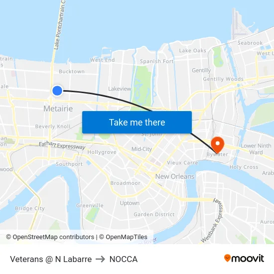 Veterans @ N Labarre to NOCCA map