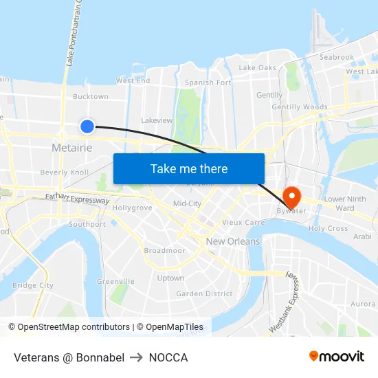 Veterans @ Bonnabel to NOCCA map