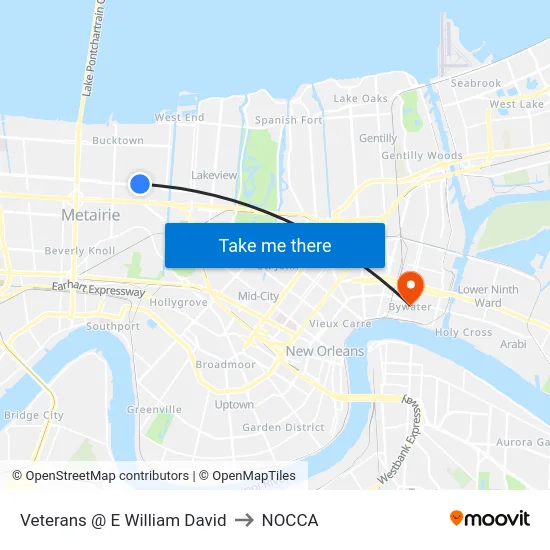 Veterans @ E William David to NOCCA map