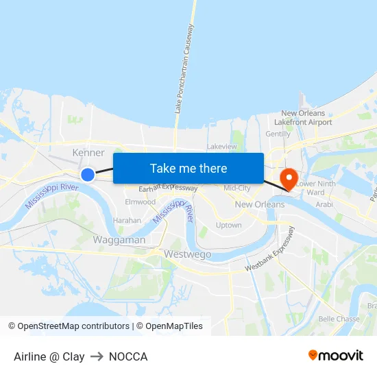 Airline @ Clay to NOCCA map