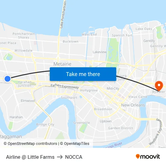 Airline @ Little Farms to NOCCA map