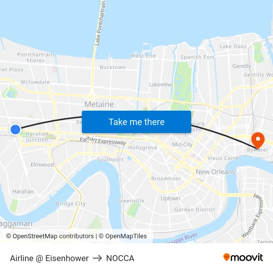 Airline @ Eisenhower to NOCCA map